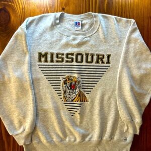 VTG 80’s Missouri Tigers Grey Crewneck - (Fits Like A Medium)